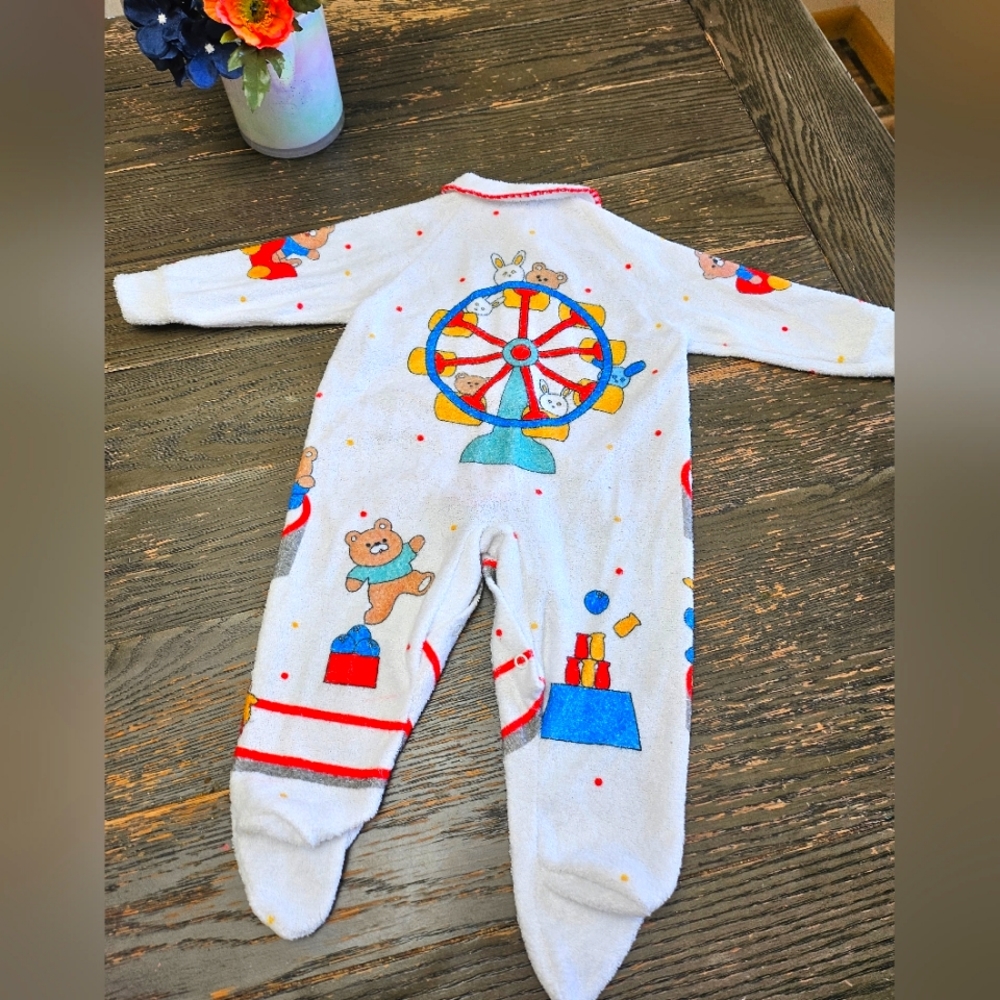 Vintage Baby Footie Pajamas 3-6 RARE CARNIVAL Theme unisex